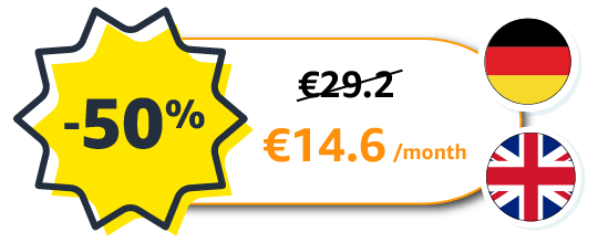 -50%, 14.6€/month; DE and UK